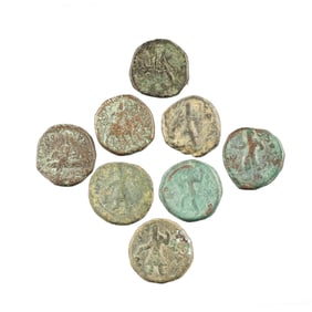 Antique Indo Greek Kushan Bronze Old 8 Coins Lot