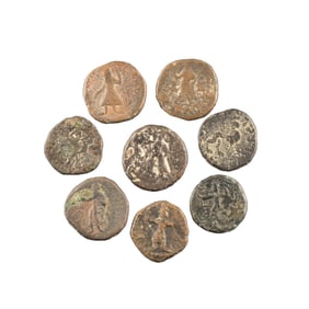 Antique Indo Greek Kushan Bronze Old 8 Coins Lot