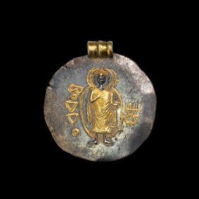 Antique Indo Greek Gandhara Art Silver Gilded Amulet Pendant