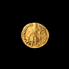 Ancient Kushan Empire HUVISHKA Solid Gold Coin