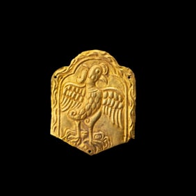 Gold Plaque Depicting a Peacock on a Lotus-Tibetan ca. 7th–9th Century CE
