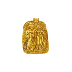 Ancient Asian Gold Pendant Decorated With Figures