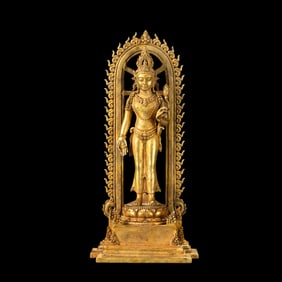 Antique Gilt Bronze Bodhisattva Statue