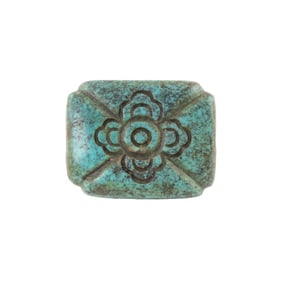Chines Ming Dynasty Turquoise Pendant Bead Decorated Beautifully With Flower Motif Design