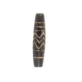Antique Rare Tibetan Dzi-Style Bead with Zigzag Motif Pattern