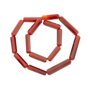 Antique Red Carnelian Faceted Cut Tube Gemstone Beads