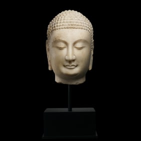 Chinese Tang Dynasty white marble Buddha head