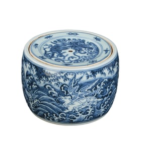 A blue and white cricket jar with sea beast pattern, Xuande period, Ming Dynasty, China