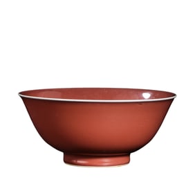 A red-glazed bowl from the Yongzheng period of the Qing Dynasty, China
