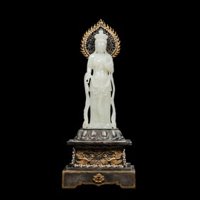 standing figure of Guanyin inlaid with Hetian white jade and silver gilt from the Liao Dynasty,