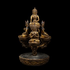 Chinese Qing Dynasty Gilded Bronze Buddha Statue