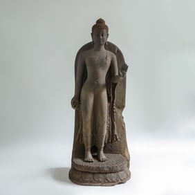 Standing Buddha stone statue from Gandhara, 2nd century AD