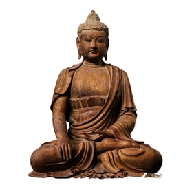 Chinese Song Dynasty wooden painted seated Buddha statue