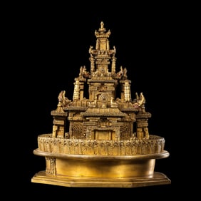 Chinese Ming Dynasty gilded bronze mandala