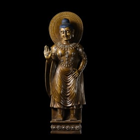 Chinese Ming Dynasty Alloy Bronze Standing Buddha Statue