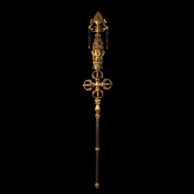 Chinese Qing Dynasty gilt bronze Buddhist ritual implement