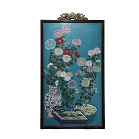 Chinese Qing Dynasty Cloisonné Floral Hanging Screen