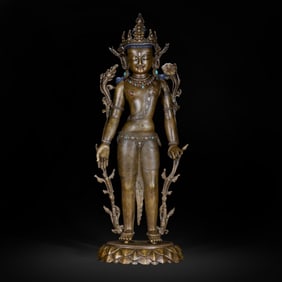 Chinese Ming Dynasty Alloy Bronze Standing Buddha Statue
