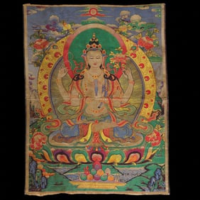 Chinese Qing Dynasty Buddhist Brocade Thangka