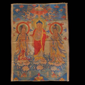 Chinese Qing Dynasty Buddhist Brocade Thangka