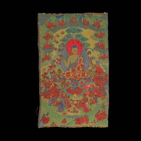 Chinese Qing Dynasty Buddhist Brocade Thangka