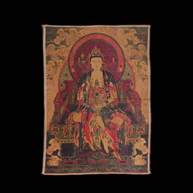 Chinese Qing Dynasty Buddhist Brocade Thangka