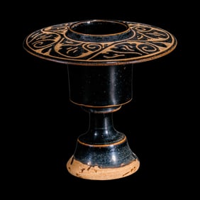 Black-glazed carved floral pattern censer from the Cizhou kiln of the Northern Song Dynasty, China
