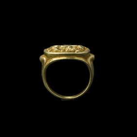 Rare Pyu Civilization Gold Ring – Featuring Traditional Nandi Bull Motif