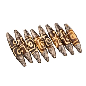 Tibetan Dzi Capped Hand Made Decorated With Nice Patterns Jewelry Beads