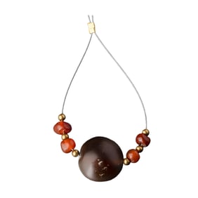 Lot Of Tibetan Luk Mik Magic Eye Banded Agate With Carnelian Beads