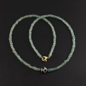 Antique Glass Bead with Dzi Bead Necklace