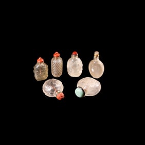 A set of Chinese Qing Dynasty natural crystal snuff bottles