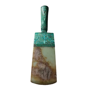 Turquoise Jade Ge (dagger-axe) from the Warring States and Han Dynasties in China