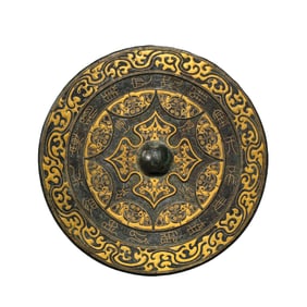 Chinese Warring States Period Inlaid Gold and Silver Bronze Mirror