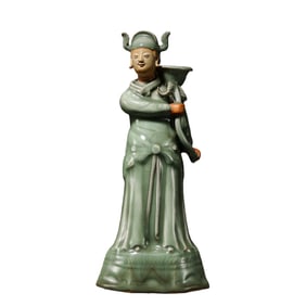 Standing figure in celadon glaze from Longquan kiln in the Song Dynasty, China