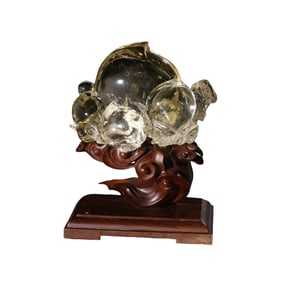 Chinese Qing Dynasty Natural Crystal Peach Ornament