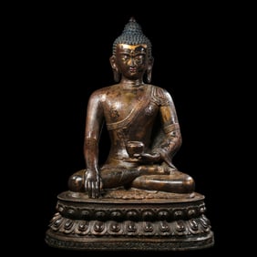 Chinese Ming Dynasty Gilt Bronze Seated Buddha Statue