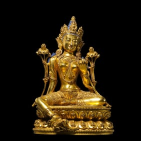 Tibetan Buddhist White Tara statue from the Yongle period of the Ming Dynasty in China