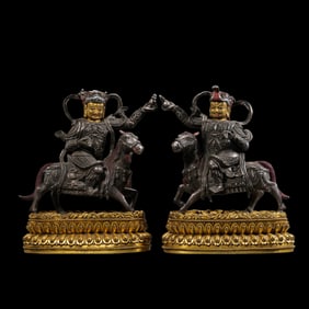A group of 18th-century Tibetan Buddhist equestrian deity statues