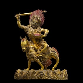 18th-century Tibetan Buddhist bronze statue of Palden Lhamo.