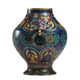 Cloisonné double-ring-handled vase from the Qianlong period of the Qing Dynasty, China