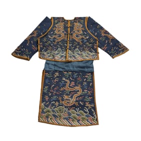 Chinese Qing Dynasty silk tapestry with dragon design armor