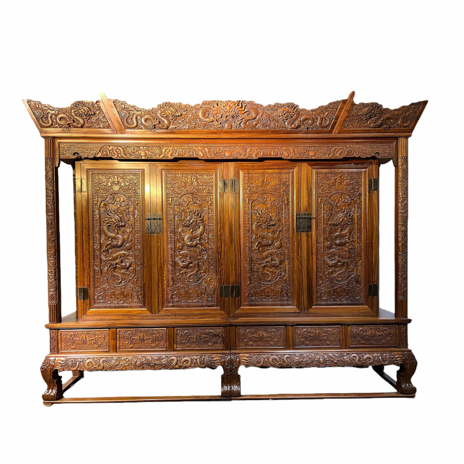 Chinese Qing Dynasty Huanghuali Dragon Pattern Wooden Cabinet (1 of 12)