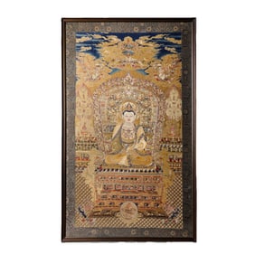 Chinese Qing Dynasty silk tapestry Thangka