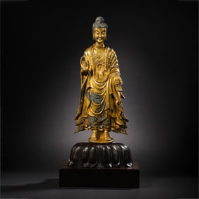 Gilt Bronze Standing Buddha Statue from the Northern Wei Dynasty in China