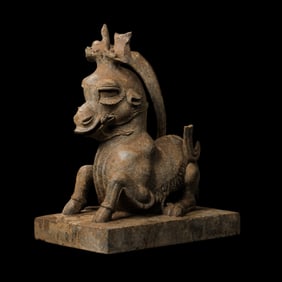 Chinese Tang Dynasty Green Stone Deer-shaped Zun