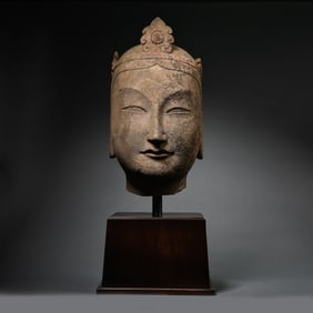 Blue stone Buddha head from the Northern Wei Dynasty in China