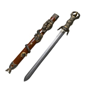 Pure silver dragon-shaped sword from the Qing Dynasty, China