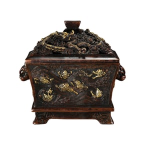 Chinese Qing Dynasty Double-eared Square-lid Incense Burner