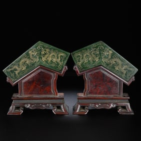 A pair of Chinese Qing Dynasty Hetian jade artifacts